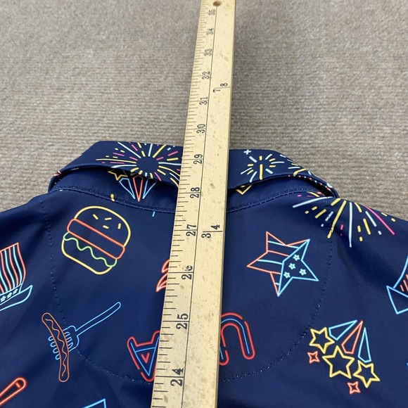 Birdie Bound Polo Shirt Mens Medium Blue USA Patriotic 4th of July Golf BBQ Star - Picture 7 of 8